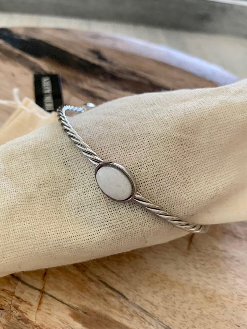 Dyrberg/Kern Dolkar white jade bracelet boho twisted metal design